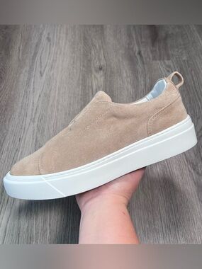 Kiton Slip-On Casual Calf Suede Leather Sneakers Beige White US 9 / EU 42 Shoes